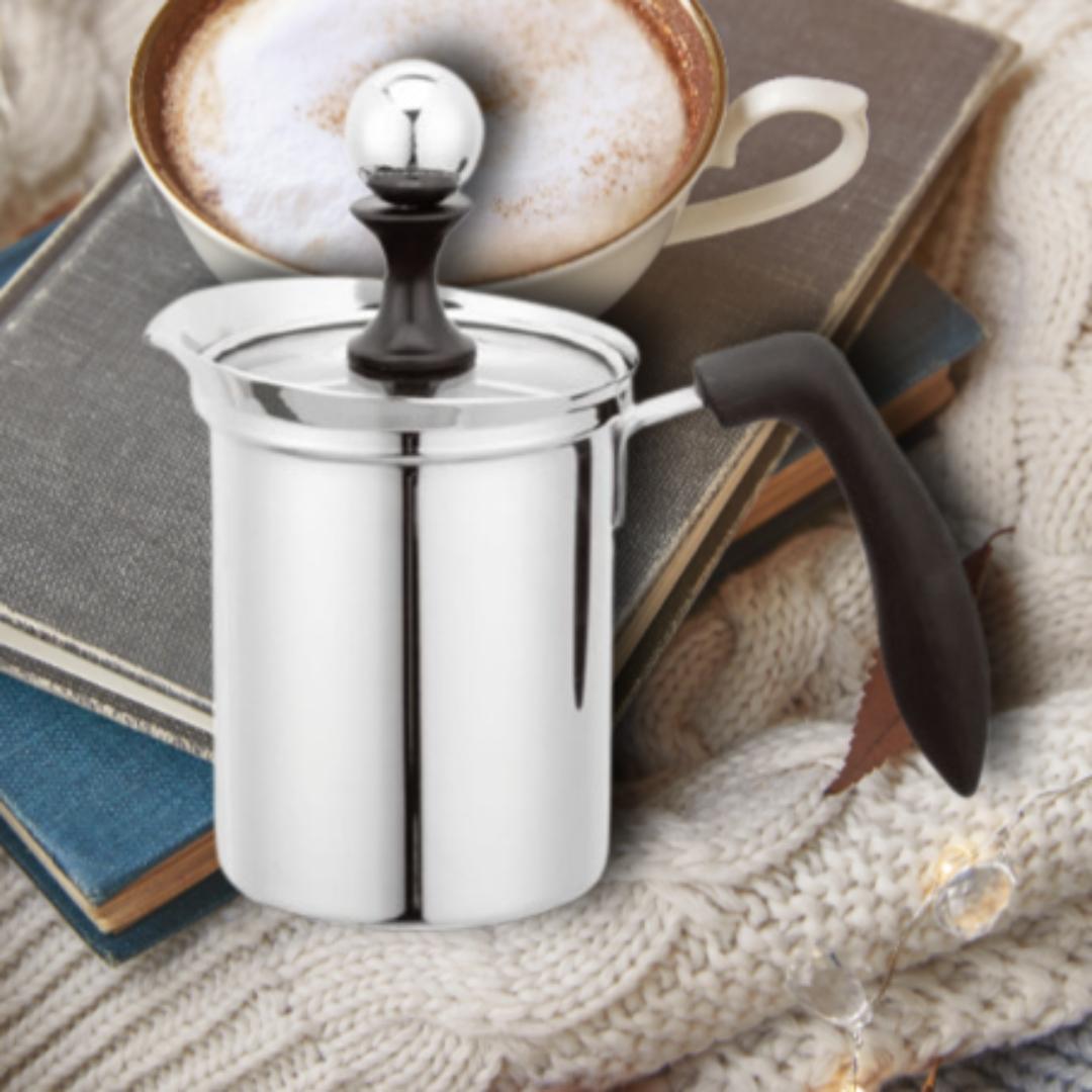 우유거품기 400ml 티메이커 밀크 스티머 포머 수동 커피 라떼 만들기 스티밍 스팀기