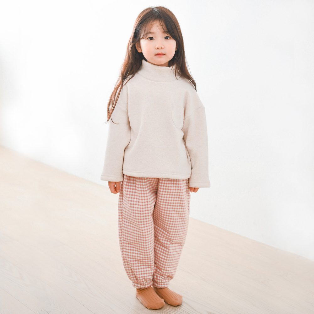 앙팡 패딩 바지 조거팬츠 루즈핏 겨울 본딩 슬랙스 여아 아동 핑크 체크 도트 이미지 6