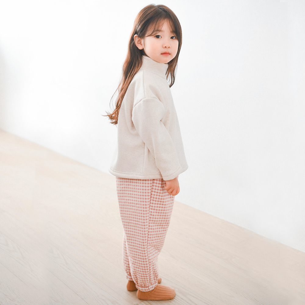 앙팡 패딩 바지 조거팬츠 루즈핏 겨울 본딩 슬랙스 여아 아동 핑크 체크 도트 이미지 7