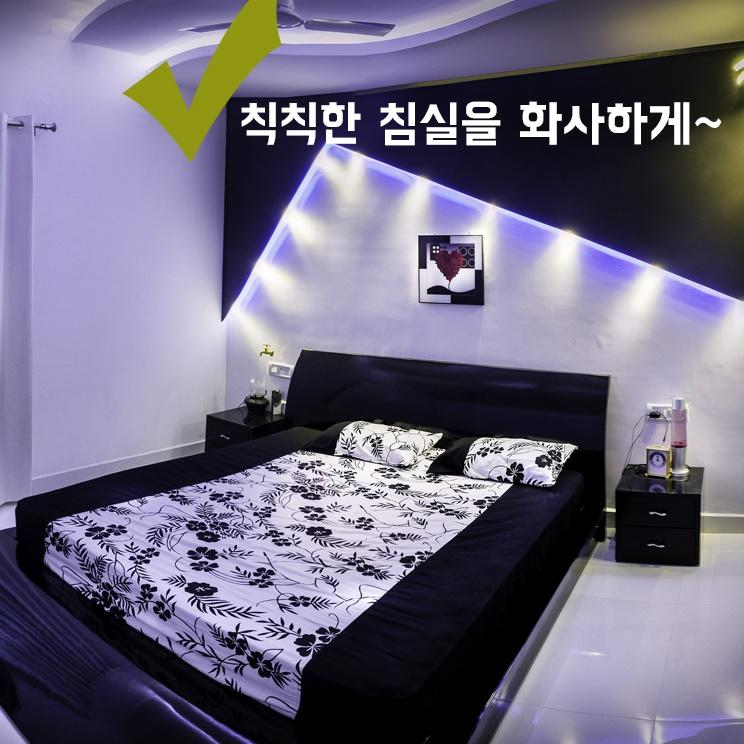 3구+리모컨 싱크대 간접조명 천정 무드등 침대 붙이는 LED 조명 자취방 수면등 - 상품 이미지