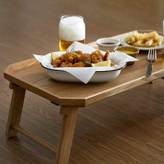 에라토 우딘 네추럴 미니 접이식 원목 베드 트레이 S 접이식 테이블