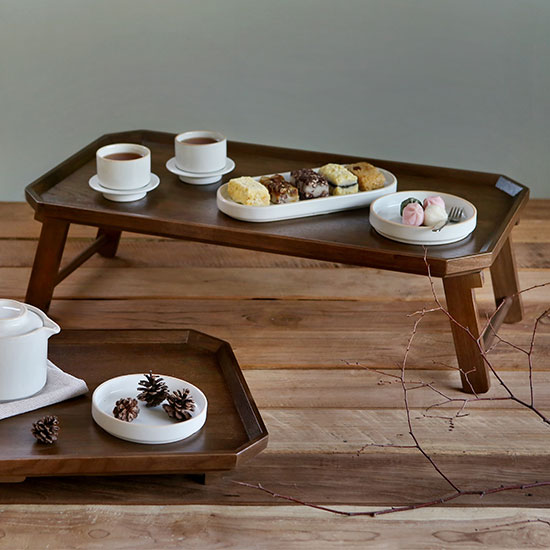 에라토 우딘 월넛 미니 접이식 원목 베드 트레이 M 접이식 테이블