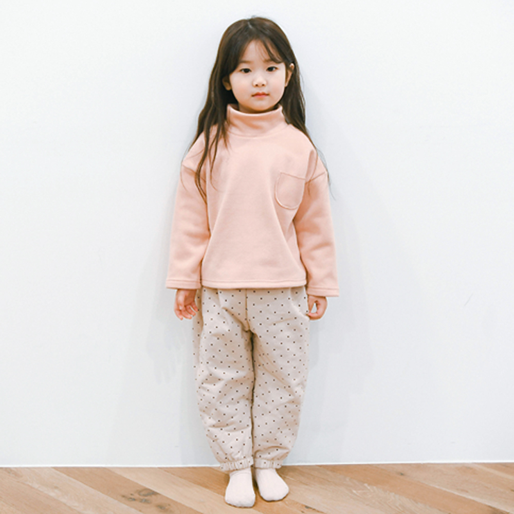 앙팡 패딩 바지 조거팬츠 루즈핏 겨울 본딩 슬랙스 여아 아동 핑크 체크 도트 - 상세 이미지 2