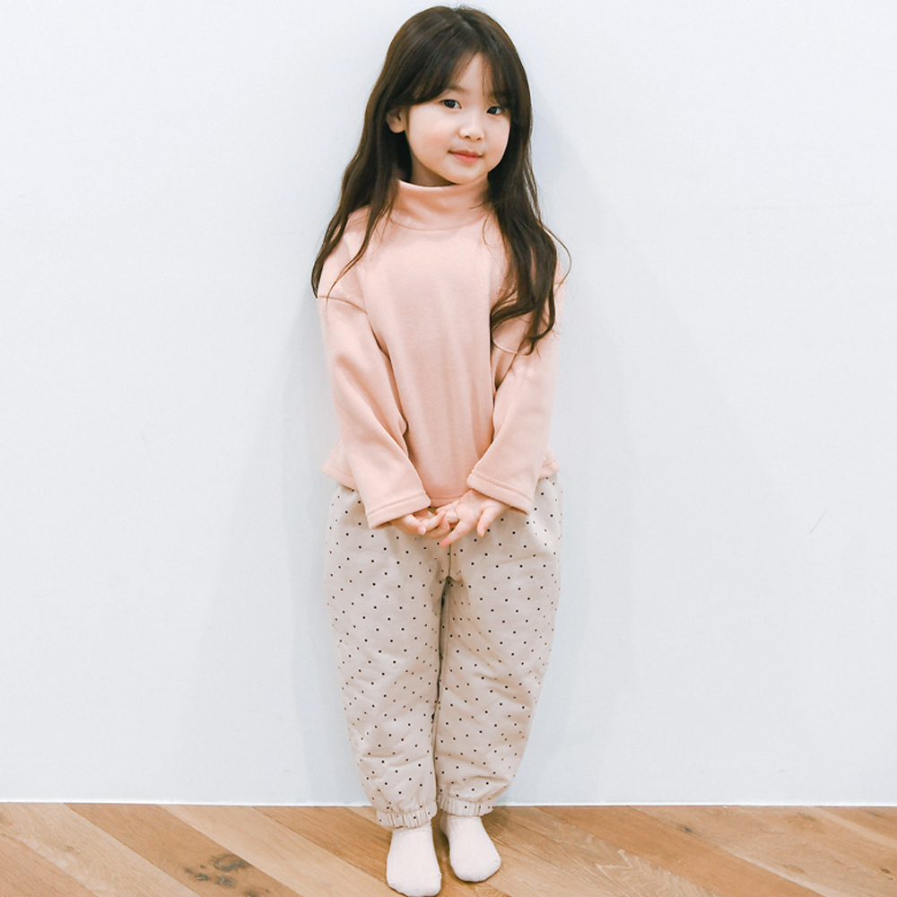 앙팡 패딩 바지 조거팬츠 루즈핏 겨울 본딩 슬랙스 여아 아동 핑크 체크 도트 - 상세 이미지 3