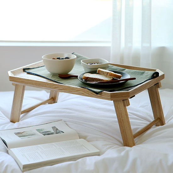 에라토 우딘 네추럴 미니 접이식 원목 베드 트레이 S 접이식 테이블