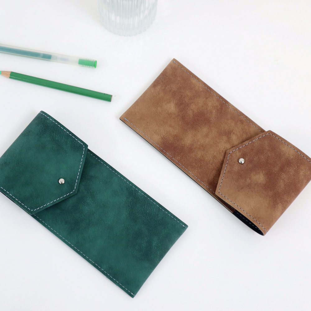 [각인가능]오브리즈 국내제작 슬림 펜케이스 가죽 필통 학생 워싱브러쉬 필통파우치 이미지 4