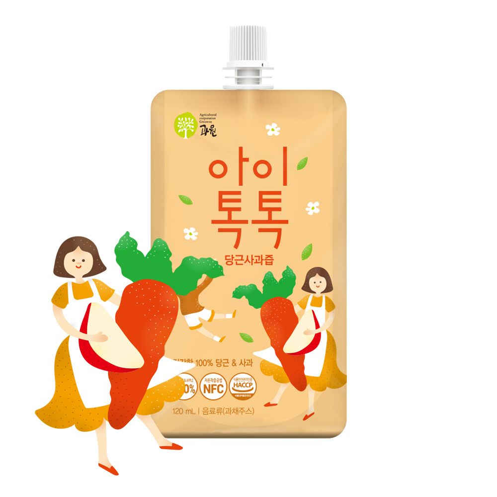찬이네과수원 아이톡톡 사과당근즙 스파우트 120ml 30포 순수100% 착즙주스 - 상세 이미지 4