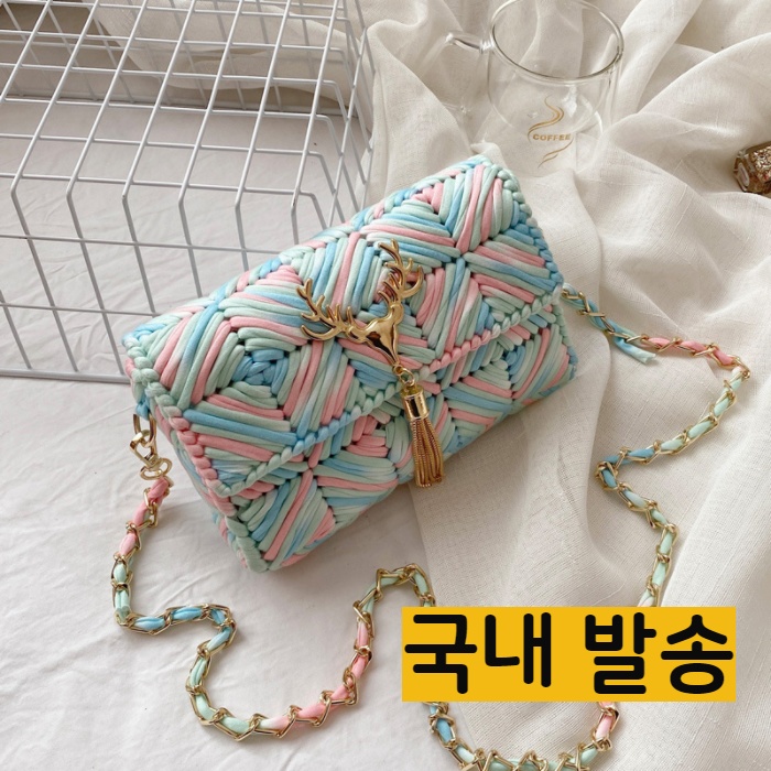 도두리 DIY 손뜨개 코바늘 뜨개질 망뜨개 망스티치 가방 만들기 키트 패키지 - 상세 이미지 3