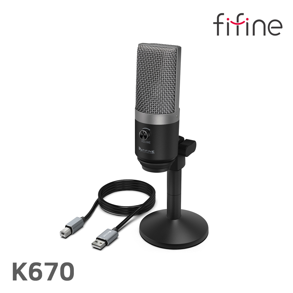 FIFINE K670 개인방송/유투브용 USB 스탠드 콘덴서 마이크