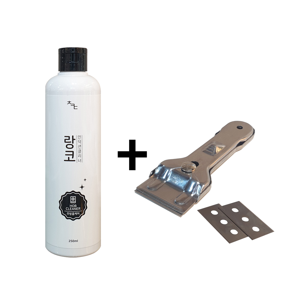 1+1 차카다 랑코 인덕션클리너 250ml 세제 스크래퍼 세트 하이라이트 전기레인지 찌든때 제거 - 상세 이미지 3