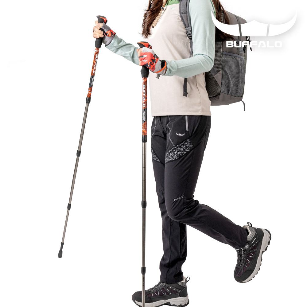 버팔로 초경량 등산스틱 접이식 등산 지팡이 일자형 스틱 2개세트 골드, 3단 이미지 2