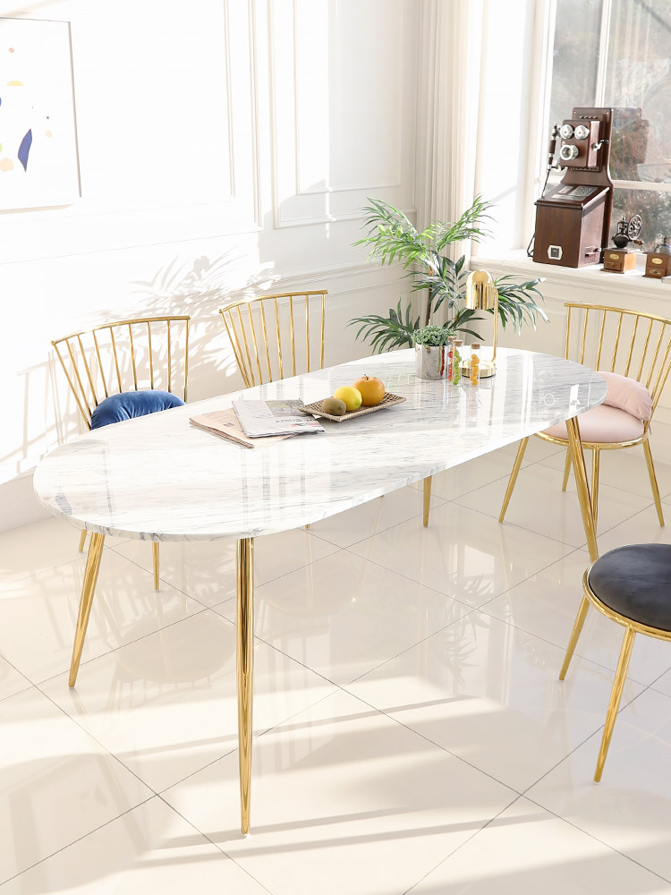 로얄 6인 8인용 이태리 천연 대리석 타원형 식탁 테이블 2000 / 비앙코카라라 CL145