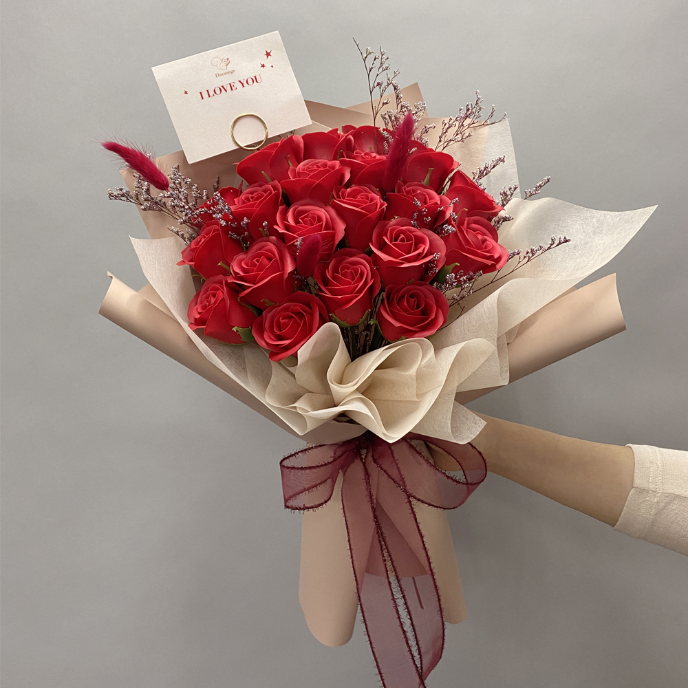 빨간 장미 비누꽃다발 여자친구 생일선물 기념일 부모님생신 졸업꽃다발 학예회 꽃선물 - 상품 이미지