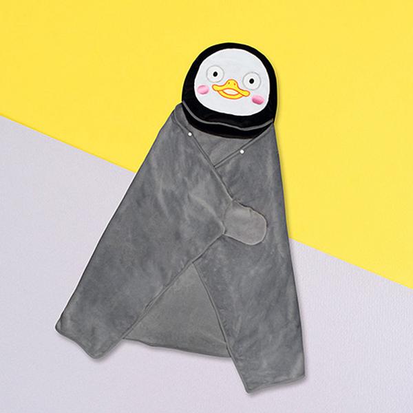 펭수 담요 밍크 극세사 후드 망토 담요 모자 입는 블랭킷 거실 미니 벨벳 1인용 숄