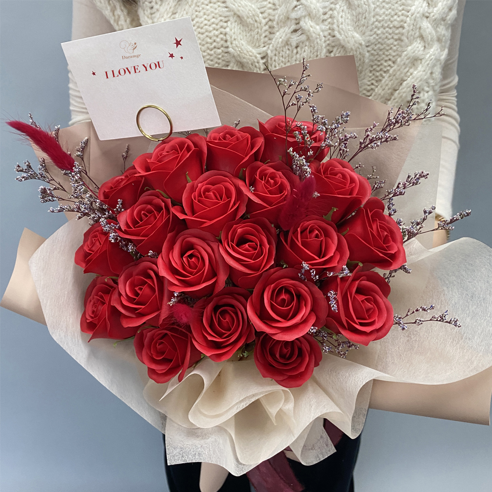 빨간 장미 비누꽃다발 여자친구 생일선물 기념일 부모님생신 졸업꽃다발 학예회 꽃선물 - 상세 이미지 3