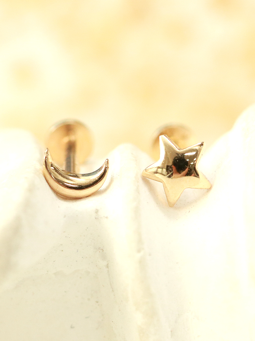 [0.8mm]14K 인터널 미니 통통 달 별 하트 라블렛 피어싱 귀걸이 - 상세 이미지 5
