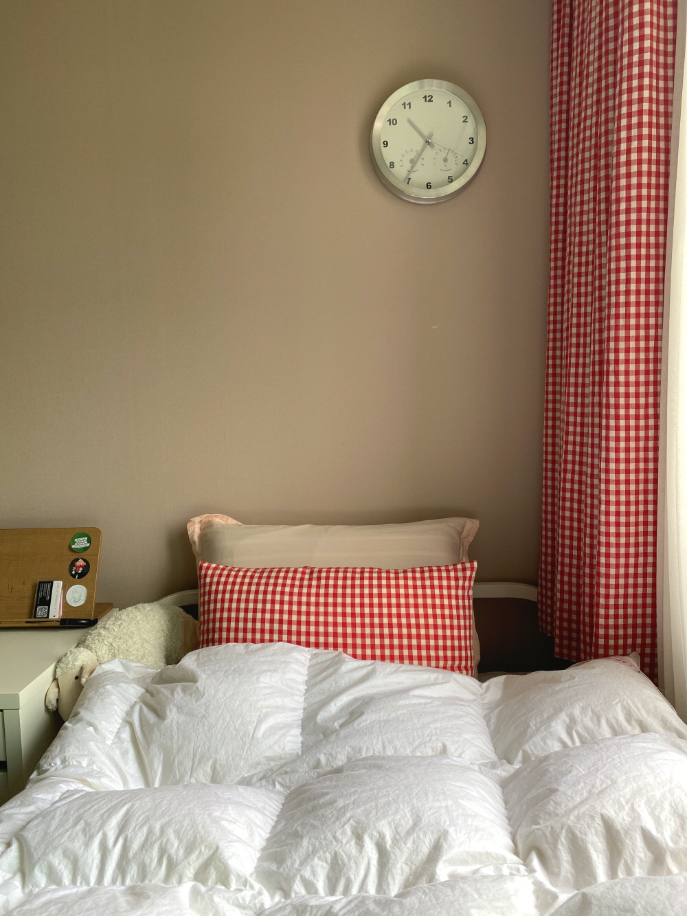 레트로 레드체크 작은방주방작은창가리개커튼