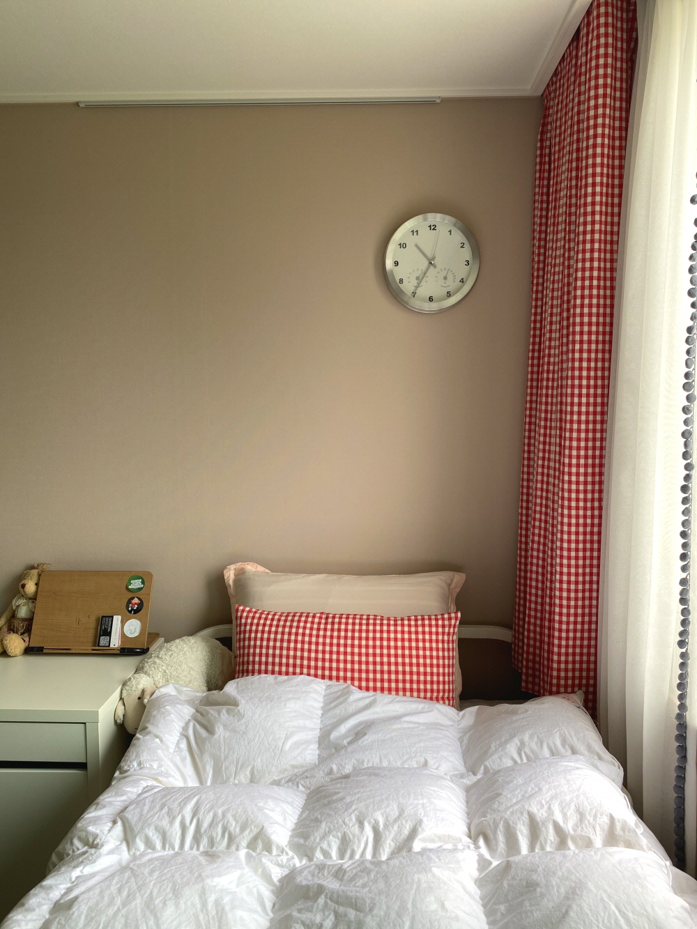 레트로 레드체크 작은방주방작은창가리개커튼