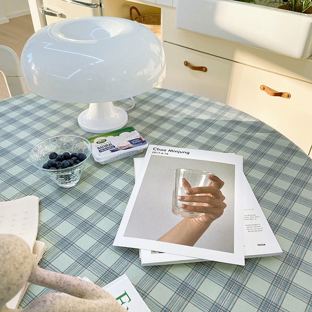 모어체크 식탁보 테이블보 크리스마스 4인6인 원형 사각 집들이 핑크베이지 95X110