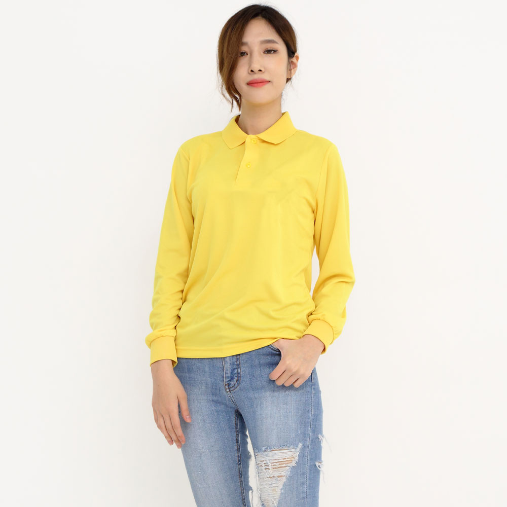 (16color)에어로쿨기능성(포켓없음)노랑긴팔티셔츠 업소 카페 식당 단체복 홀서빙복 - 상세 이미지 5