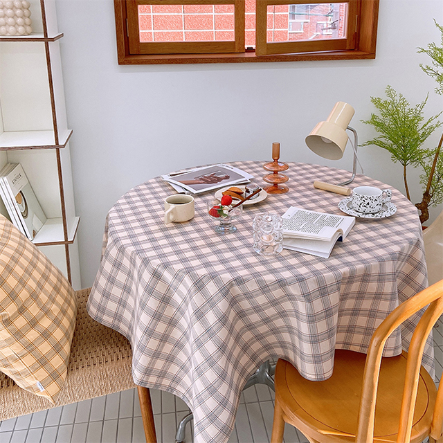 모어체크 식탁보 테이블보 크리스마스 4인6인 원형 사각 집들이 핑크베이지 95X110