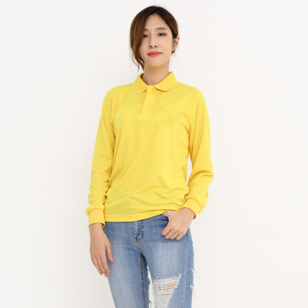 (16color)에어로쿨기능성(포켓없음)노랑긴팔티셔츠 업소 카페 식당 단체복 홀서빙복 - 상세 이미지 4