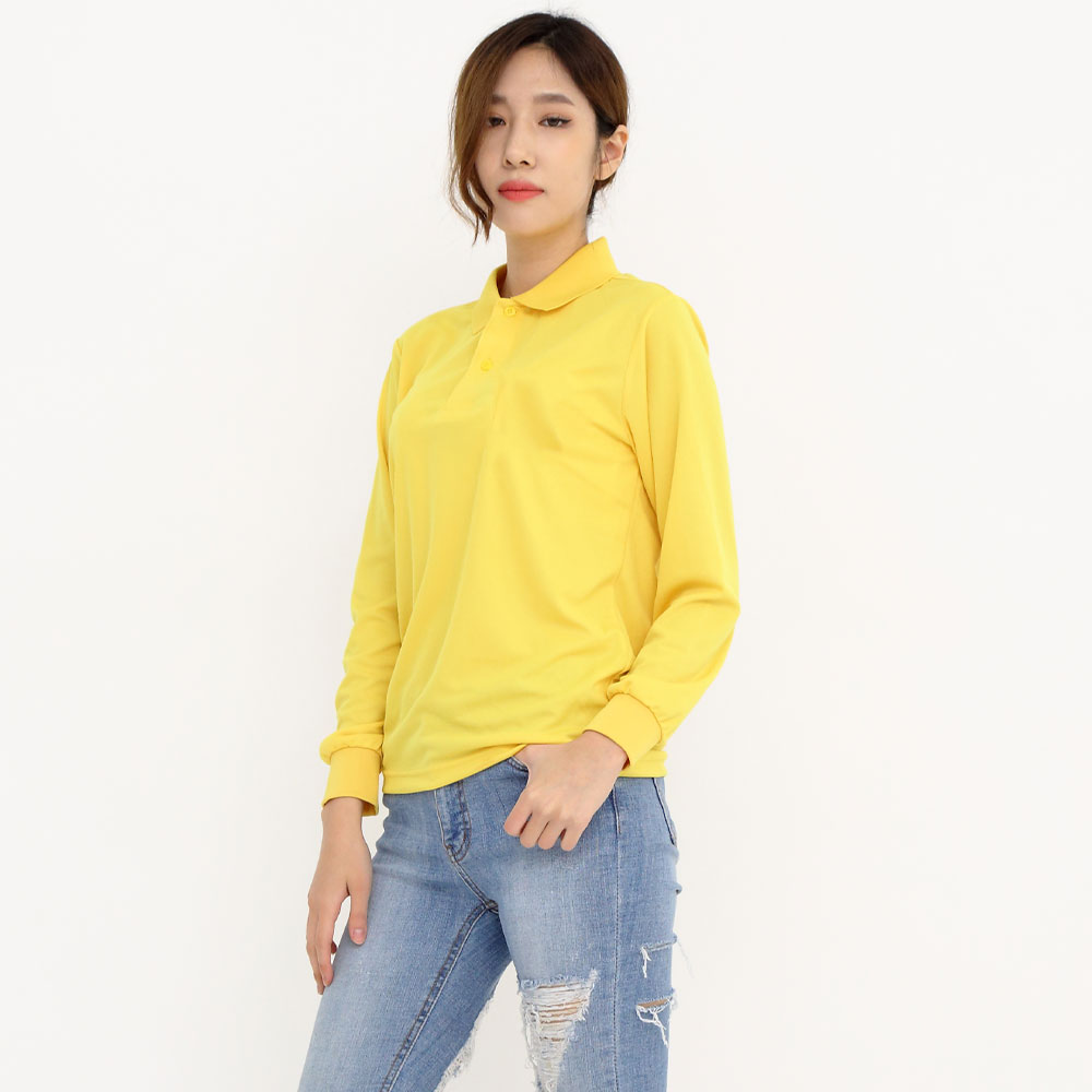 (16color)에어로쿨기능성(포켓없음)노랑긴팔티셔츠 업소 카페 식당 단체복 홀서빙복 - 상세 이미지 3