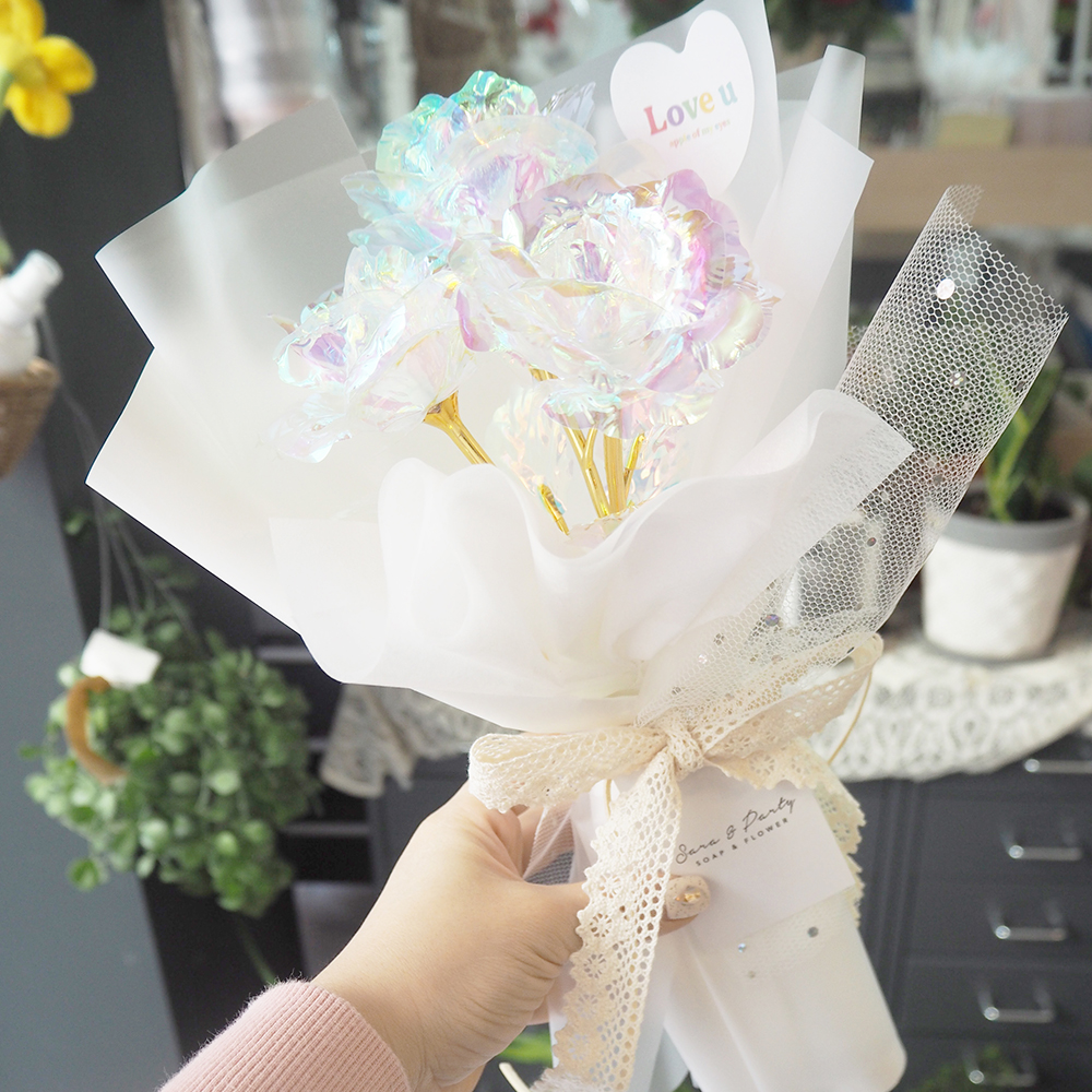 홀로그램 장미 미니 꽃다발 졸업식 입학식 발표회 생일 축하꽃다발 - 상세 이미지 3