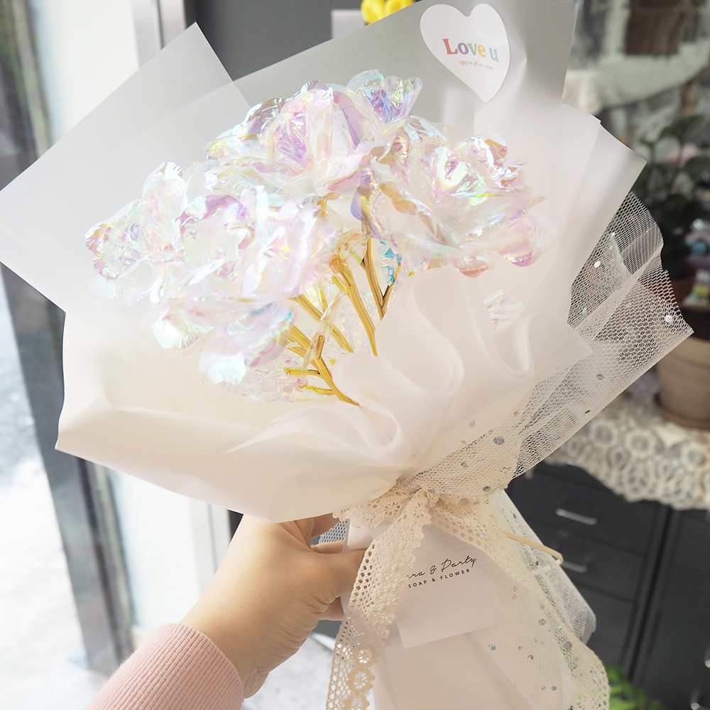 홀로그램 장미 미니 꽃다발 졸업식 입학식 발표회 생일 축하꽃다발 - 상세 이미지 4
