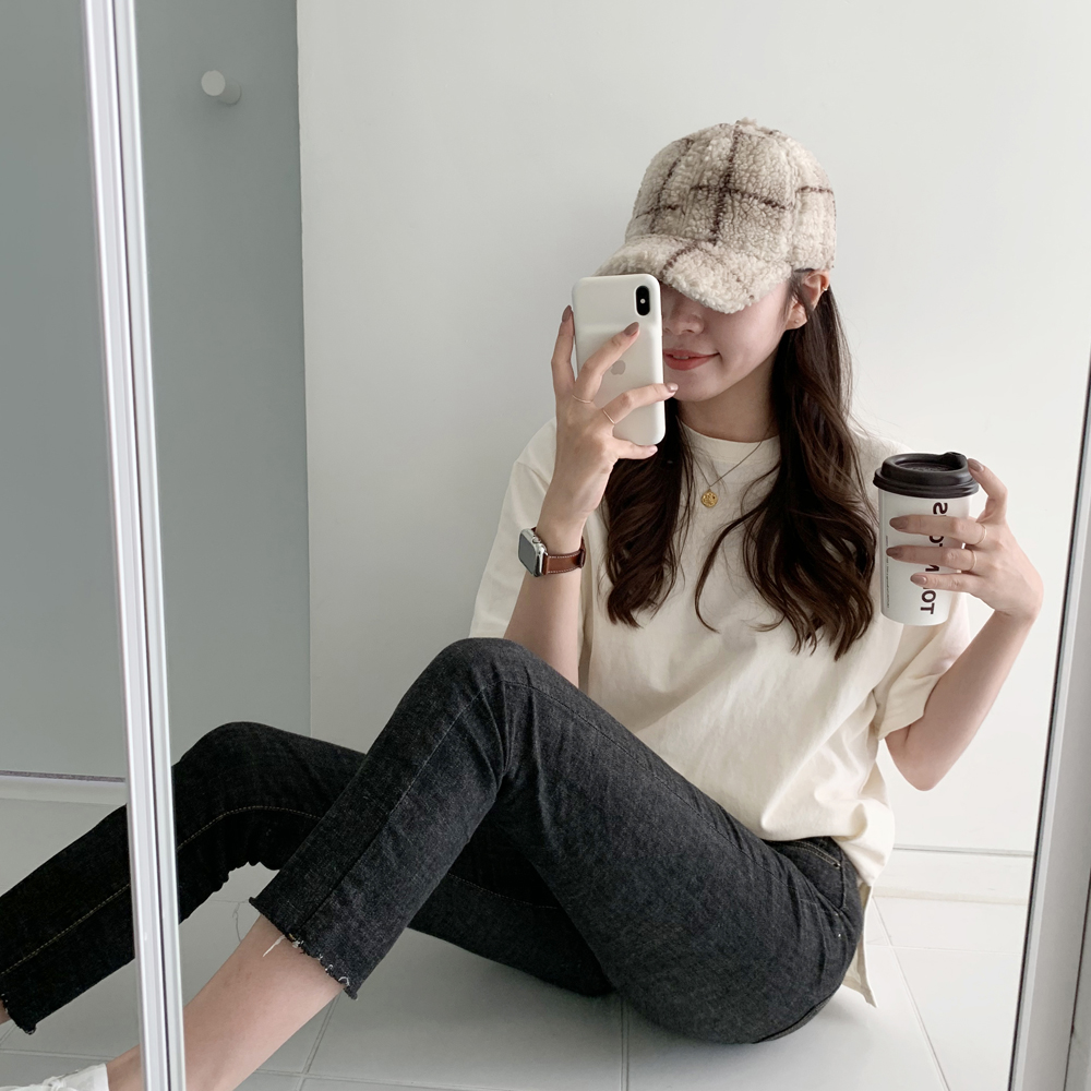 귀여운 체크 양털 뽀글이 볼캡 후리스 대두 볼캡 커플 남자 여자 겨울모자