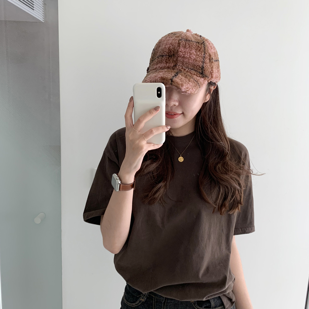 귀여운 체크 양털 뽀글이 볼캡 후리스 대두 볼캡 커플 남자 여자 겨울모자