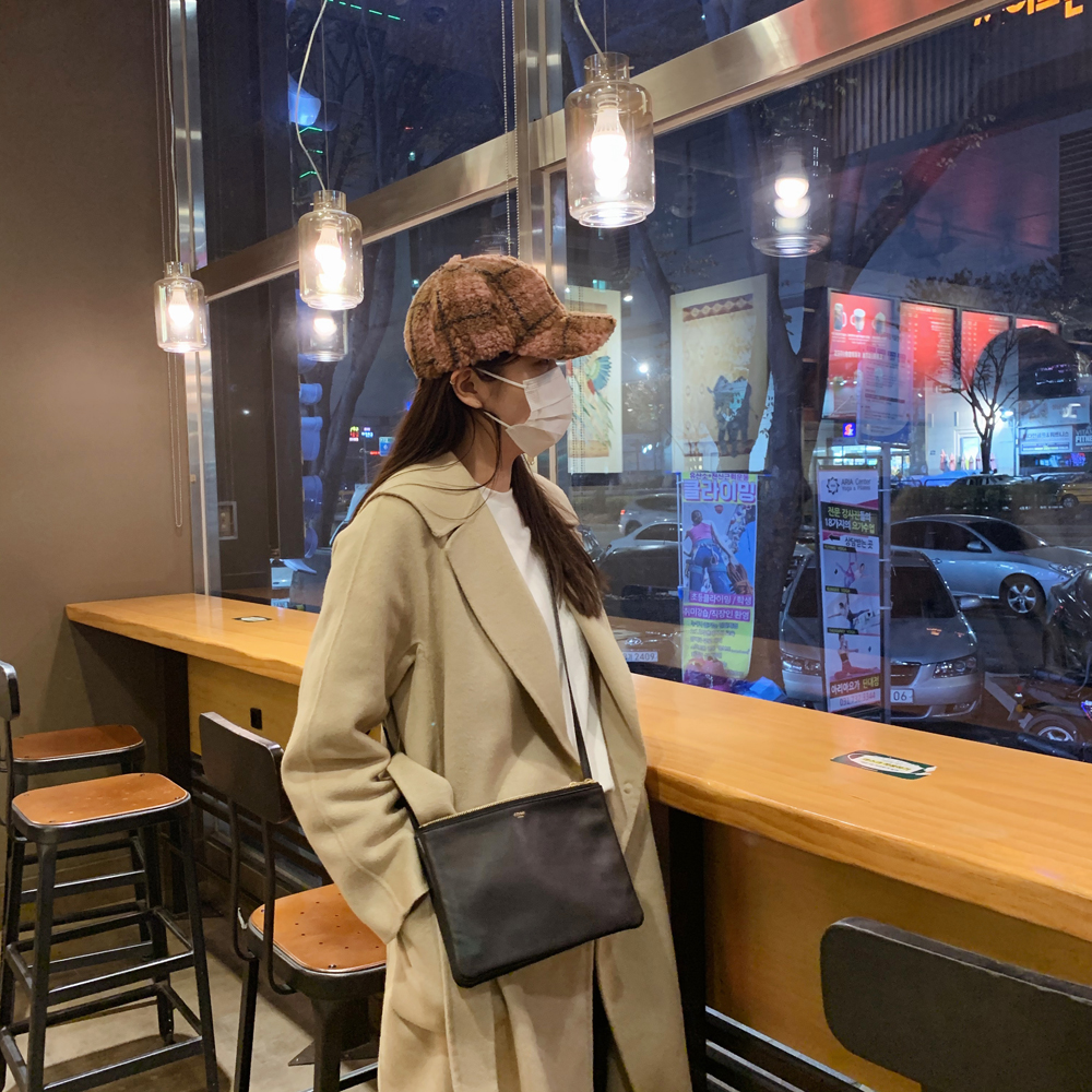 귀여운 체크 양털 뽀글이 볼캡 후리스 대두 볼캡 커플 남자 여자 겨울모자