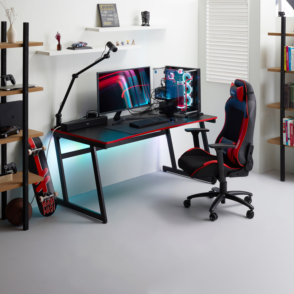 제닉스 ARENA-X ZERO DESK 1600 블랙 1인용 컴퓨터 게이밍책상