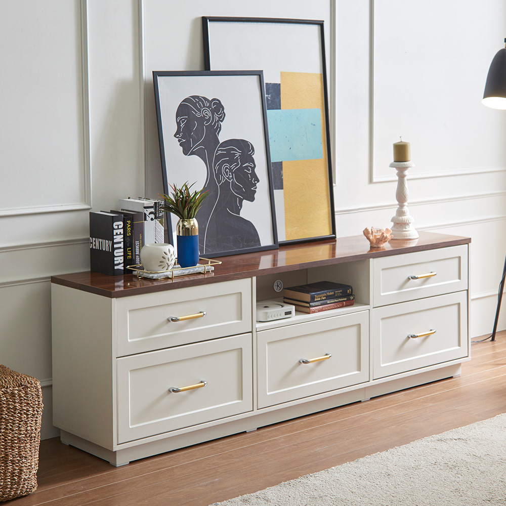 장인가구 엘브 높은 티비 다이 선반 서랍 와이드 슬림 AV 거실장 1800