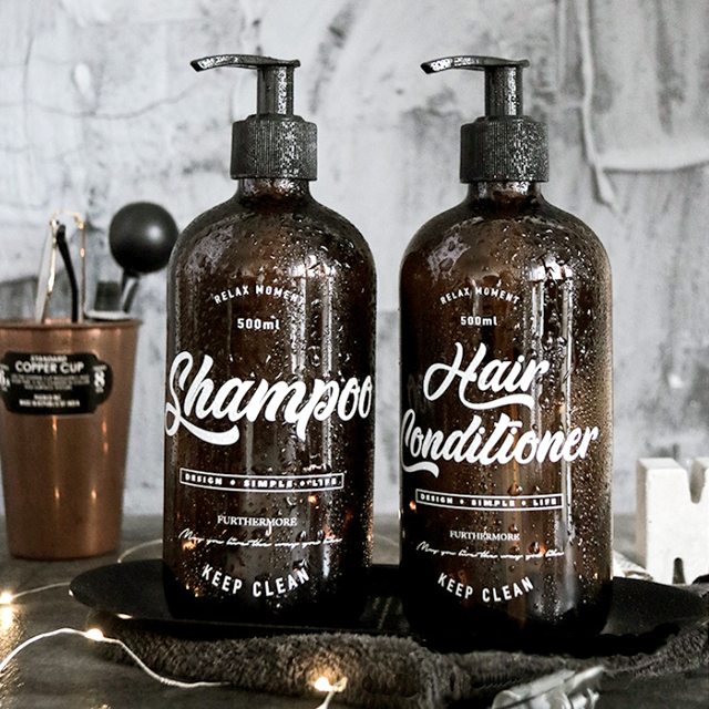 스케치룸 호텔식 유리 샴푸 갈색병 공병 브라운 욕실 디스펜서 리필 용기