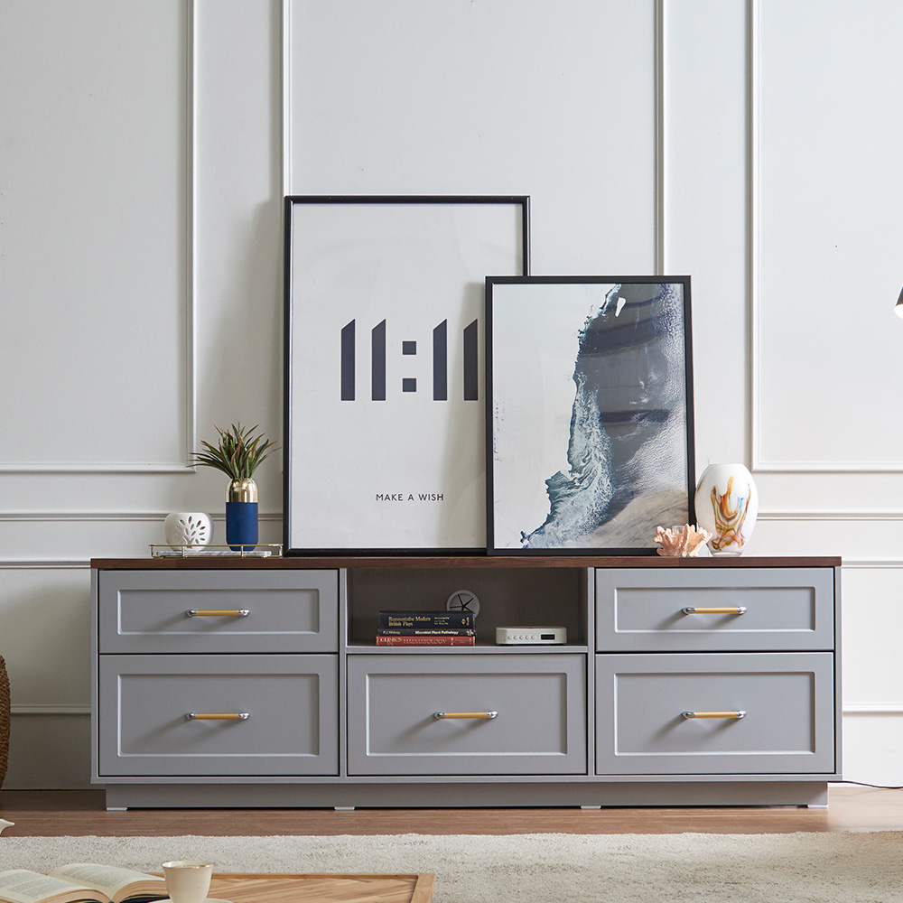 장인가구 엘브 높은 티비 다이 선반 서랍 와이드 슬림 AV 거실장 1800