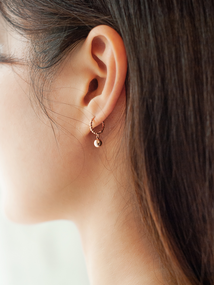 14K18K 하이골든볼 딸랑이 원터치귀걸이 - 상세 이미지 4