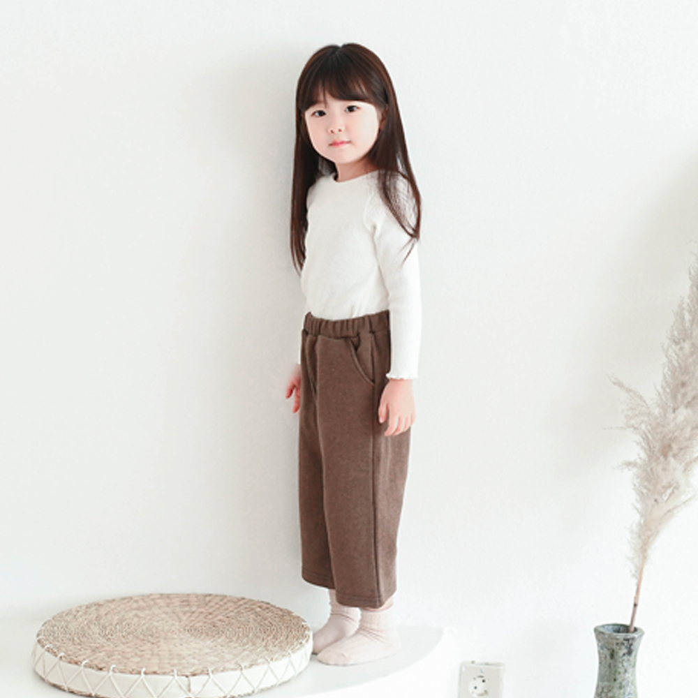 플루토 9부 밴딩 반나팔 슬랙스 여아 아동 브라운 블랙 루즈핏 면 긴바지 - 상세 이미지 3