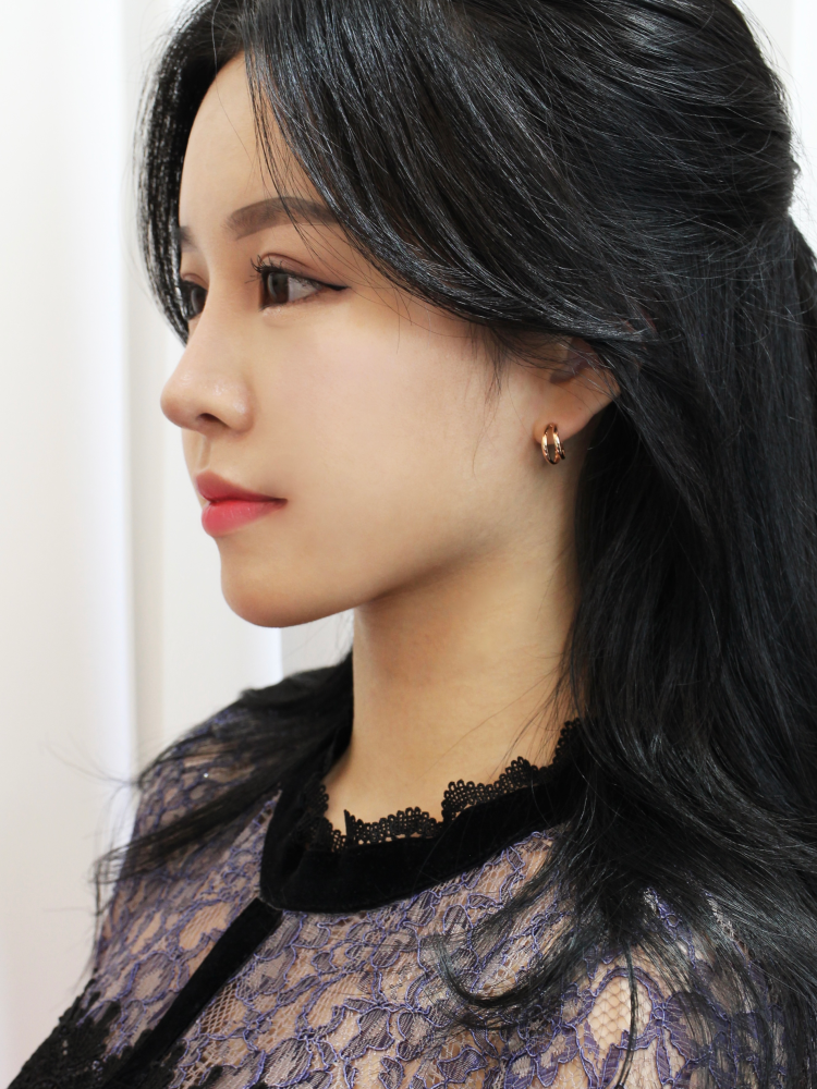 18K 귀걸이 투링 슬림 원터치 데일리 골드 여자 친구 선물 생일 - 상세 이미지 3