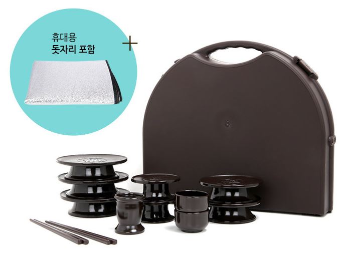 고급 국산 미니 제기세트 휴대용 접이식 제기 목기 가방 산소 성묘용 차례상 소형 제수용품 - 상세 이미지 3