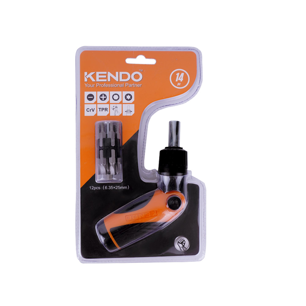 KENDO 켄도 라쳇 드라이버 비트 세트 14PCS 20231N 각도조절핸들 비트홀더 - 상세 이미지 4