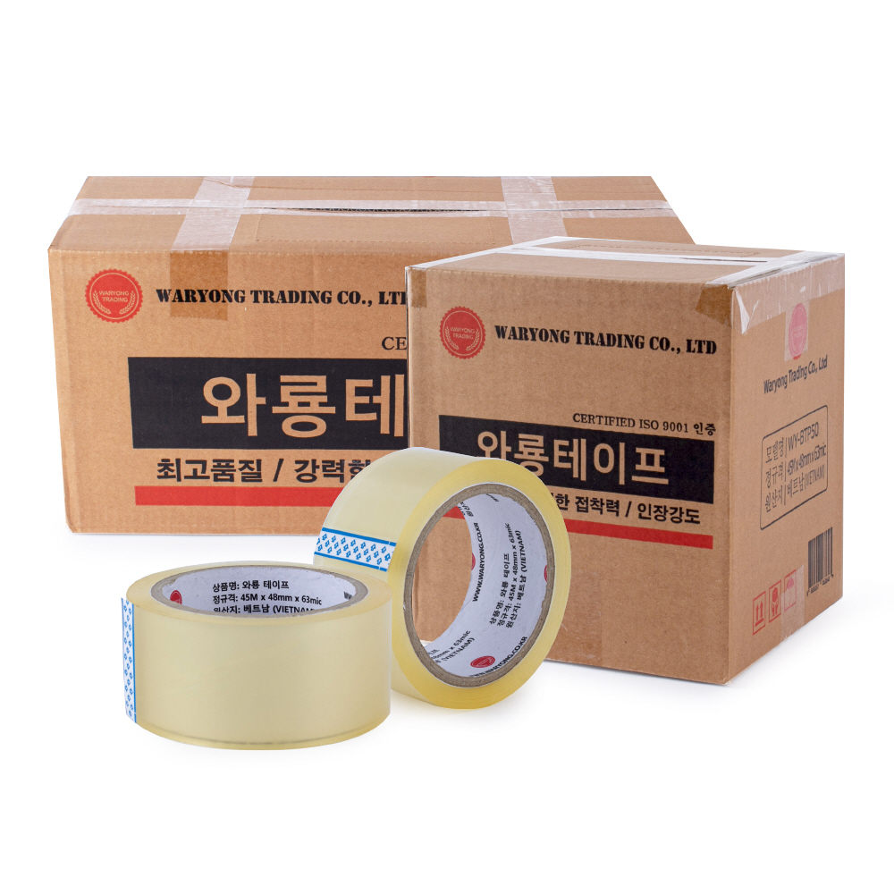 와룡물산 OPP 박스테이프 48mm x 45m 20개 택배 포장용 투명 중포장용 테이프