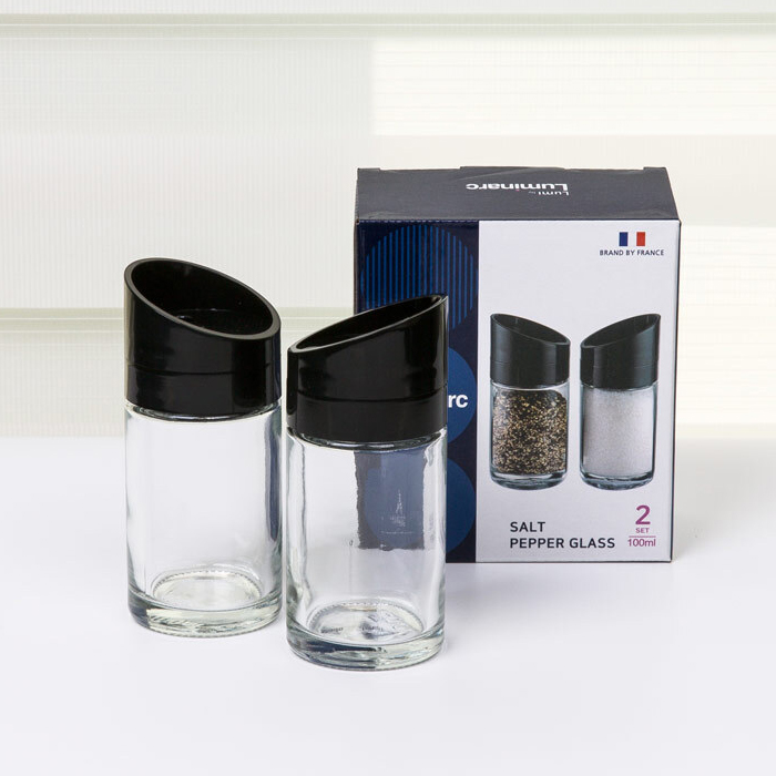 루미낙 글라스 소금통 후추통 양념통 100ml x2P 세트 - 상품 이미지