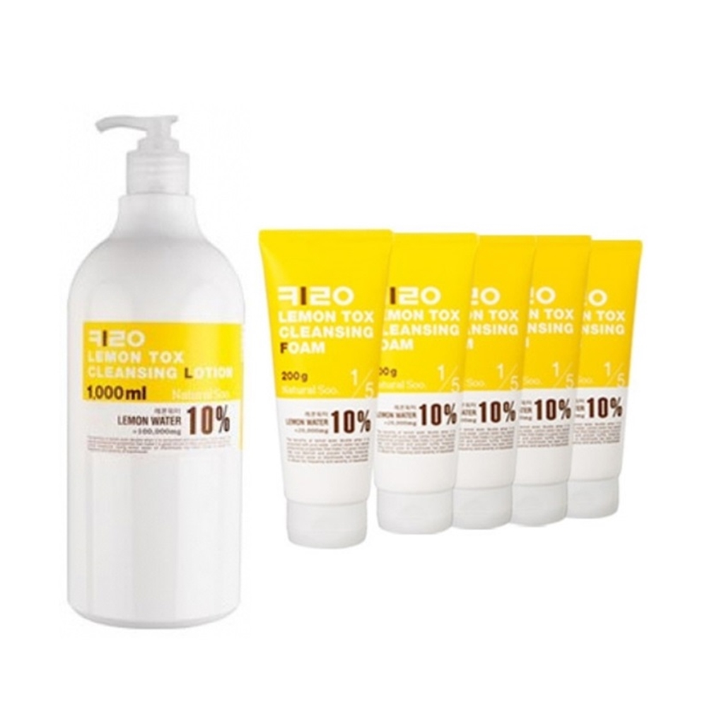 내추럴수 키로 레몬 톡스 클렌징 로션 1000ml 클렌징 폼 200g x 5개 세트 - 상품 이미지