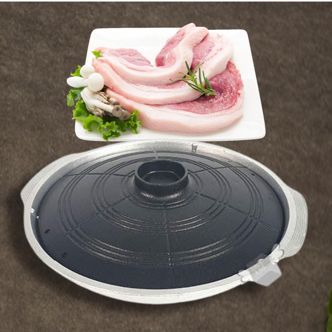 마늘 삼겹살 솥뚜껑 불판 닭갈비 철판 로스구이 그릴 팬 주물럭 구이판