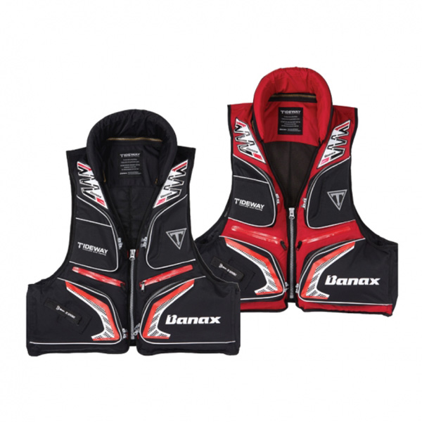 바낙스 구명조끼 2174 블랙 레드 FREE 구명복 낚시조끼 - 상품 이미지