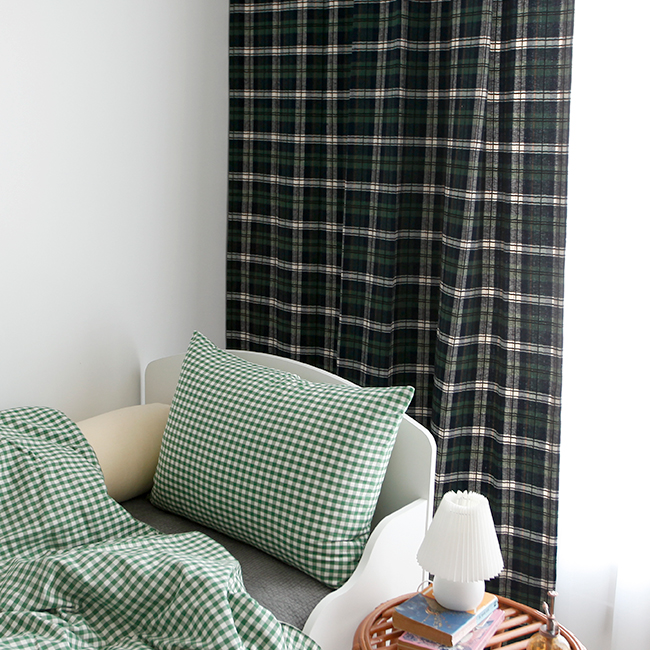 타탄 체크 기모 아이방 방한 방풍 겨울 커튼