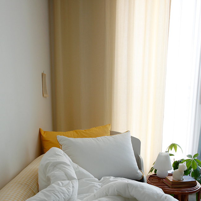 멜란 무지 노랑 아이방 커튼 치즈색상