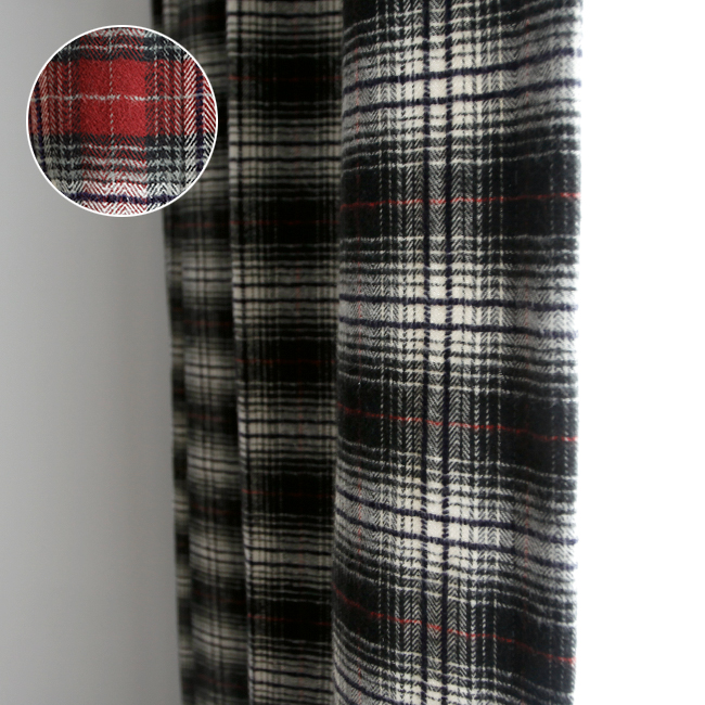 웜체크 기모 아이방 방한커튼 S-가로130x세로150 빈티지 안방 커튼