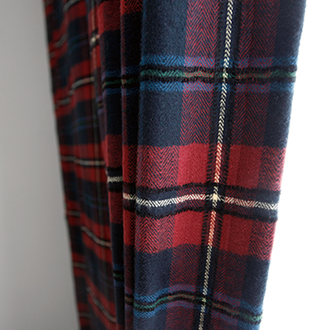 타탄 체크 기모 아이방 방한 방풍 겨울 커튼